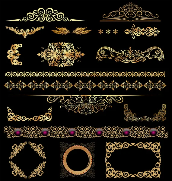 Elementos de design caligráfico ouro — Vetor de Stock