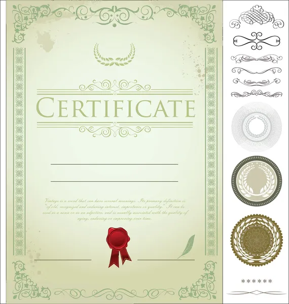 Шаблон сертификата с дополнительными элементами дизайна — стоковый вектор