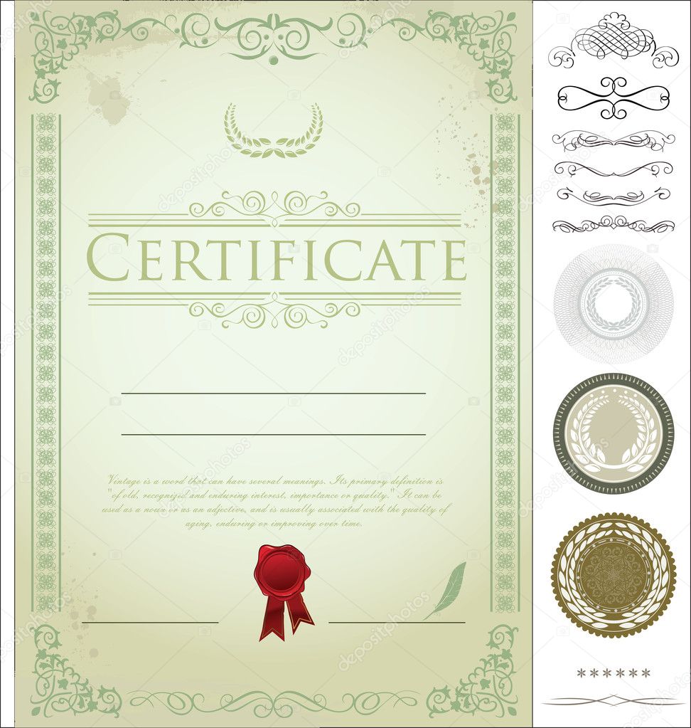 Certificate template with additional design elements Stock Vector Inside Stock Certificate Template Word