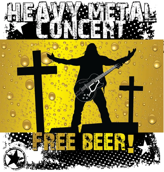 Ağır metal konseri - bedava bira — Stok Vektör