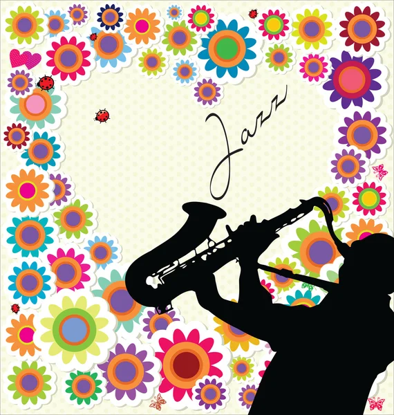 Jazz and flower background — Stock Vector
