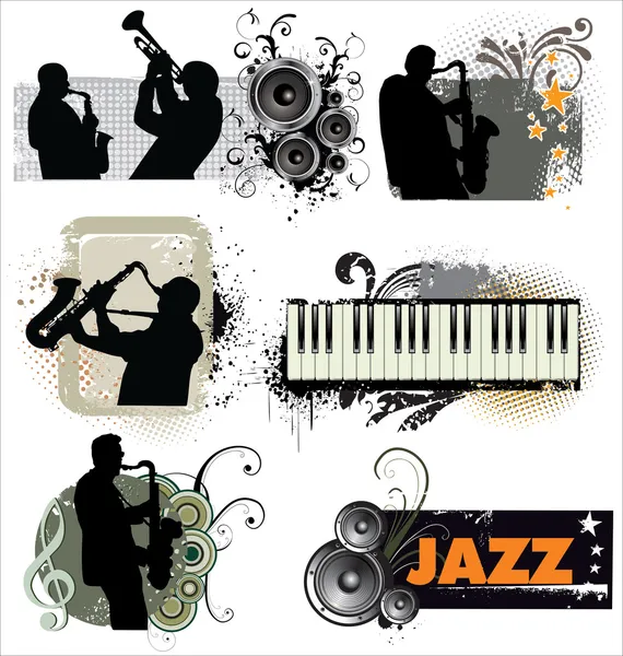Bannières Grunge Jazz — Image vectorielle