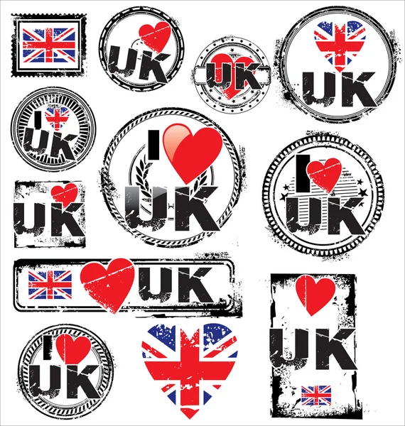 Grã-Bretanha grunge tinta selo de borracha —  Vetores de Stock
