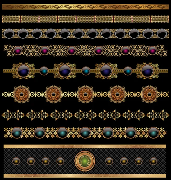 Векторный набор из золотистого орнамента — стоковый вектор