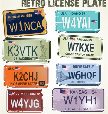 Retro license plates vector illustration clipart