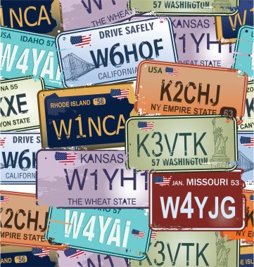 Seamless Background - Retro Auto License Plates clipart