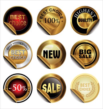 Collection of Premium Quality and Guarantee Labels clipart