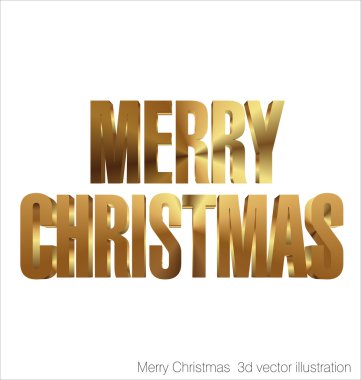 Merry Christmas 3d golden text clipart