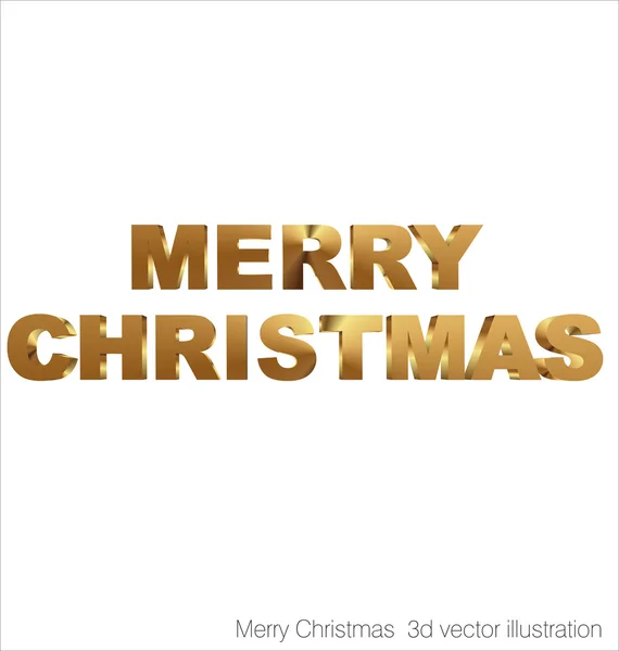 Merry Christmas 3d golden text — Stock Vector