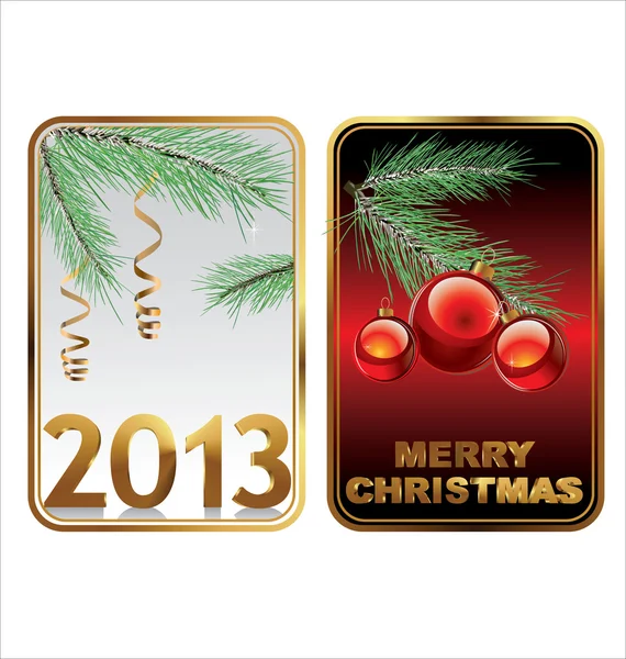 Kerstmis achtergrond met ballen en decoraties met 3d tekst 2013 — Stockvector