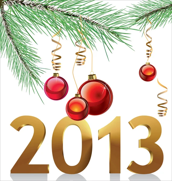 Sfondo natalizio con palline e decorazioni con testo 3d 2013 — Vettoriale Stock