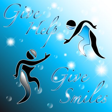 Give help, give smiles: abstract background clipart