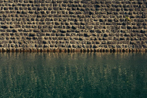 Wall of stones and water background
