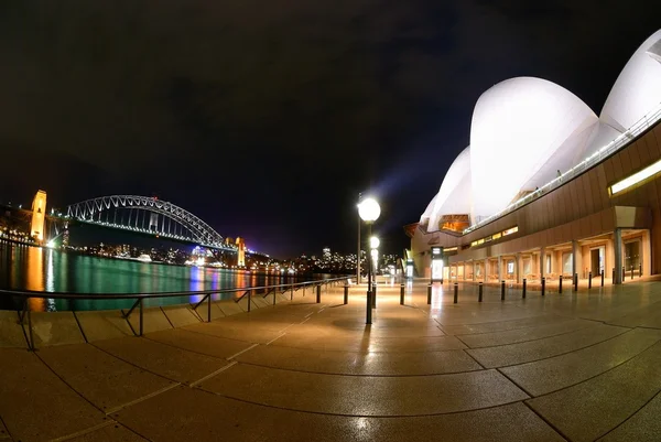 Port w Sydney w nocy rybie oko — Zdjęcie stockowe