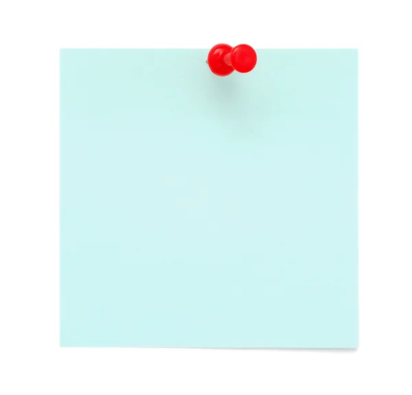 Blank blue post-it note with pushpin — Stock Photo, Image