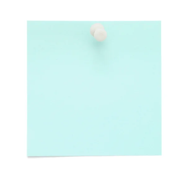 Tom blå post-it lapp med kartnål — Stockfoto