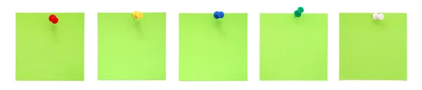 Notas pegajosas verdes con alfileres —  Fotos de Stock