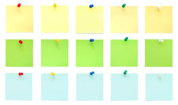 Set of Post-It Notes with Push Pins — Stock Photo, Image