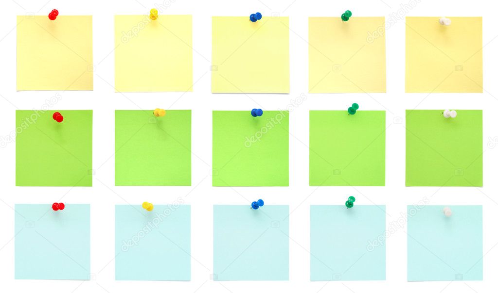 Set of Post-It Notes with Push Pins