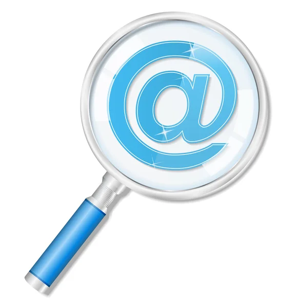 E-posta simgesi olan büyüteç — Stok Vektör