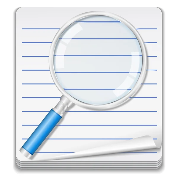 Notebook with magnifying glass — Stock Vector