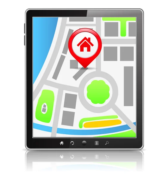 Tablet pc com mapa —  Vetores de Stock