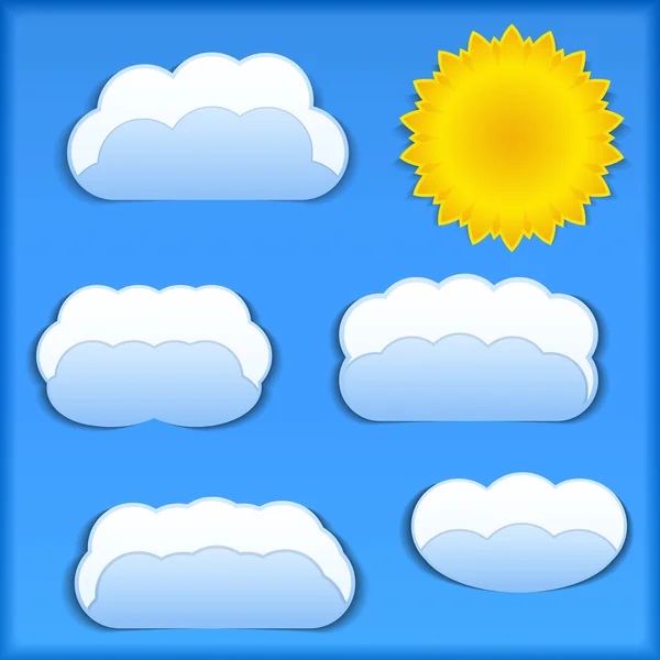Sole di carta e nuvole — Vettoriale Stock