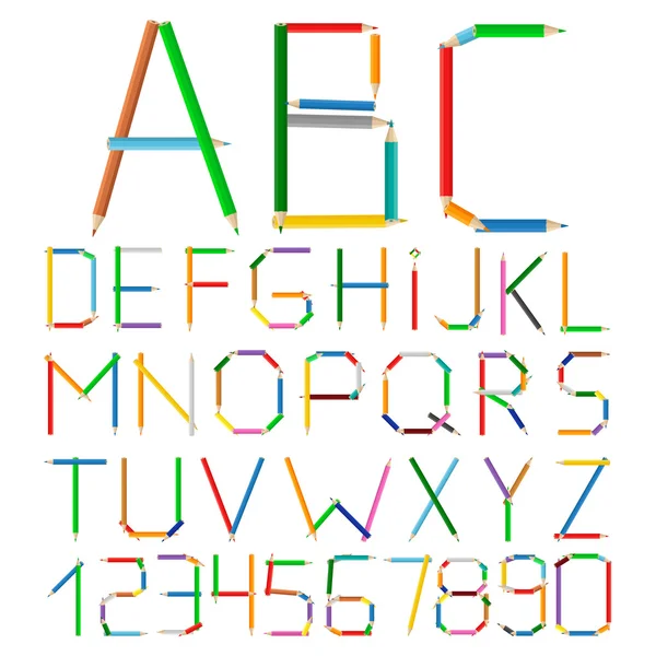 Colored Pencils Alphabet — Stock Vector