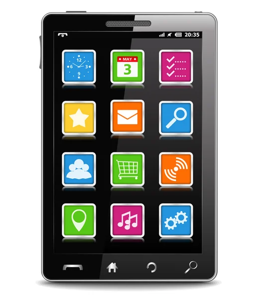 Nowoczesny telefon komórkowy czarny — Wektor stockowy