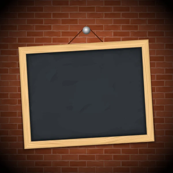 Blackboard on brick wall — Stock Vector