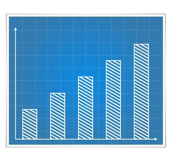 Blueprint Bar Graph — Stock Vector