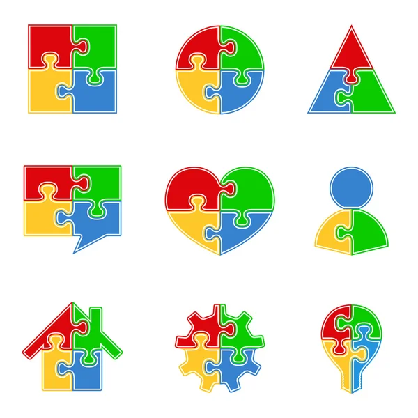Objets de puzzle abstraits — Image vectorielle