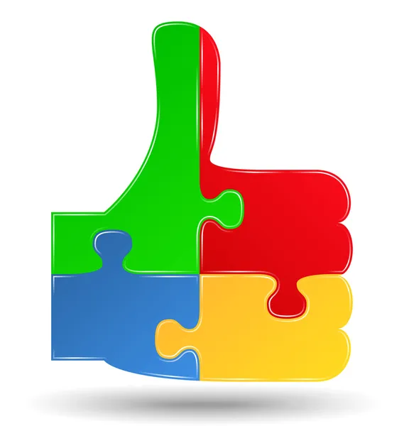 Puzzle thumbs up symbol — Stock Vector