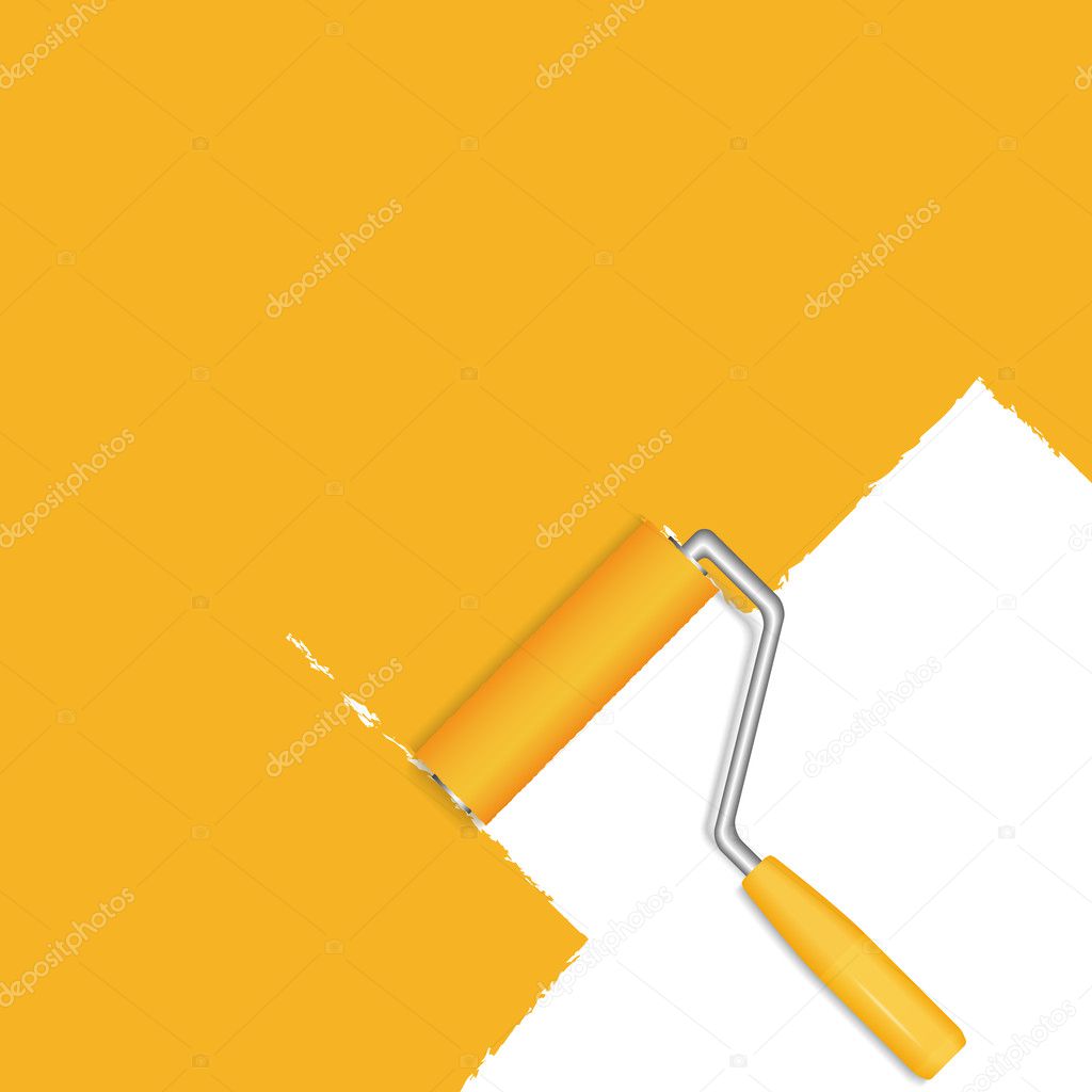 Orange background with paint roller