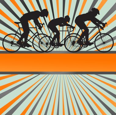 Sport road bike rider bicycle silhouette burst background clipart