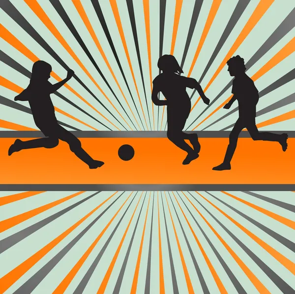 Enfants jouant fond de football — Image vectorielle