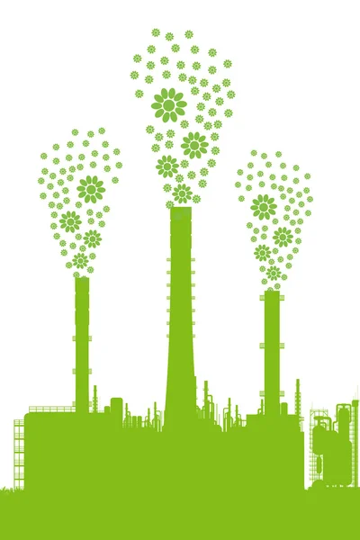 Grüne Ökologie Fabrik Konzept Vektor Hintergrund — Stockvektor