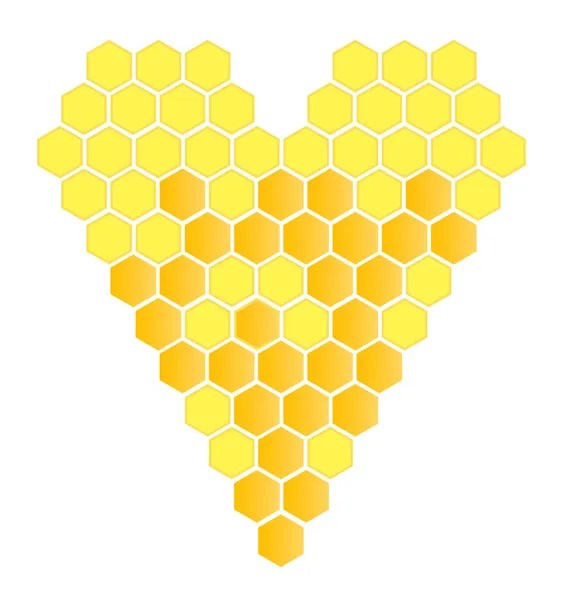Honingraat hart vector achtergrond — Stok Vektör