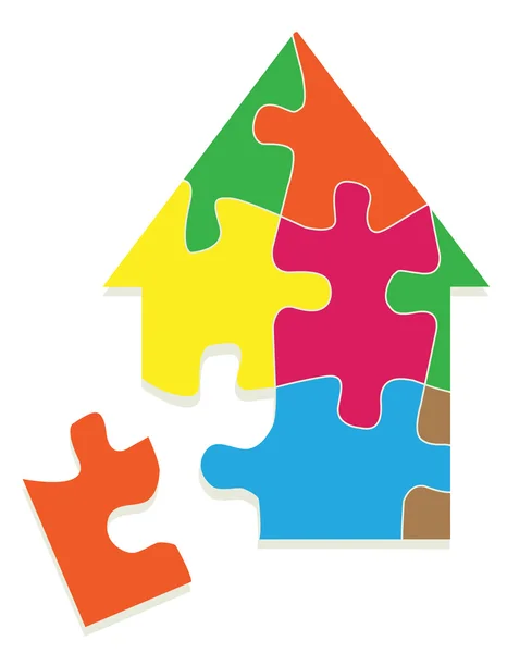Colorido puzzle casa vetor fundo — Vetor de Stock