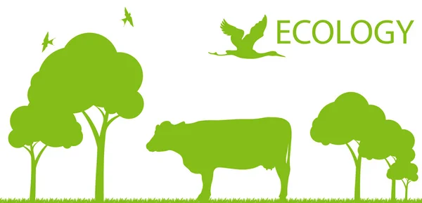 Cow ecology background vector concept landscape — Stock Vector