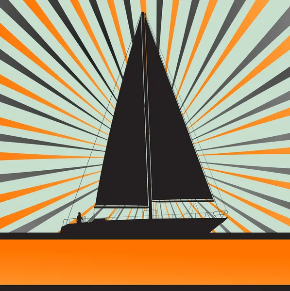 Yacht voile rafale vecteur fond — Image vectorielle