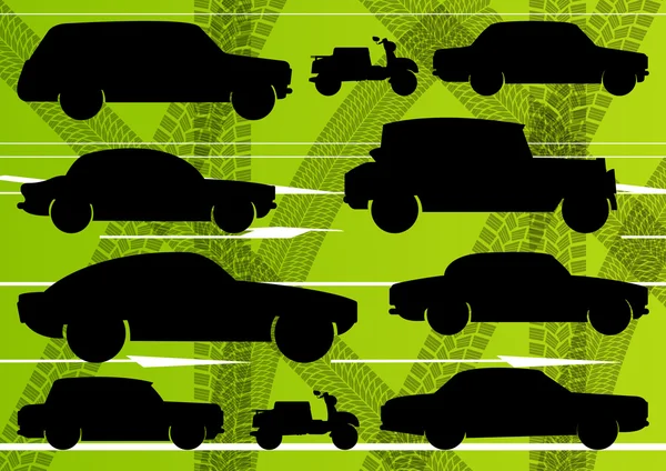 Environmental cars and transportation illustration collection ba — Stock Vector