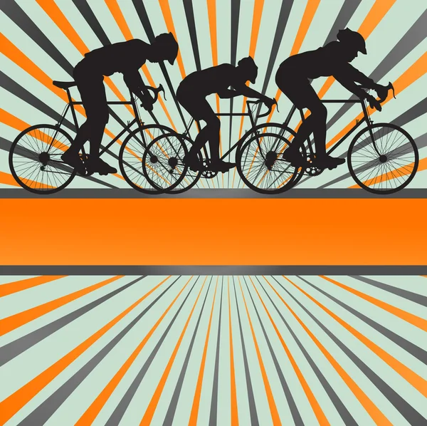 スポーツ ロード バイク ライダー自転車シルエット バースト背景 — ストックベクタ