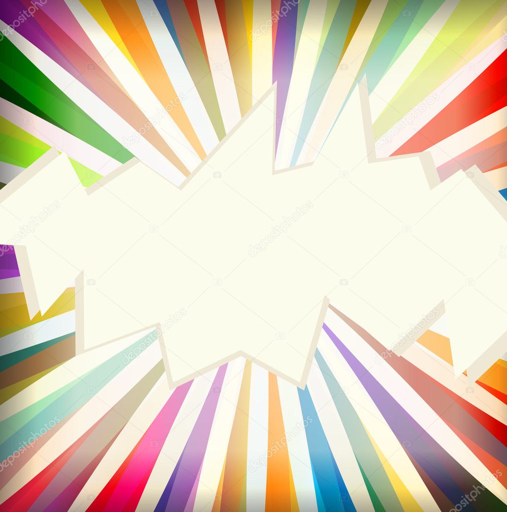 Colorful template with retro sun burst background