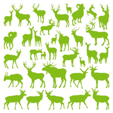 Deers collection silhouettes ecology vector clipart