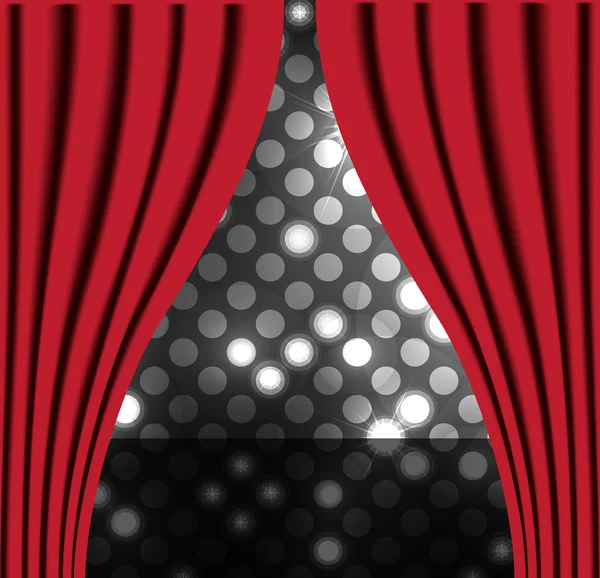 Theaterbühne mit rotem Vorhang — Stockvektor