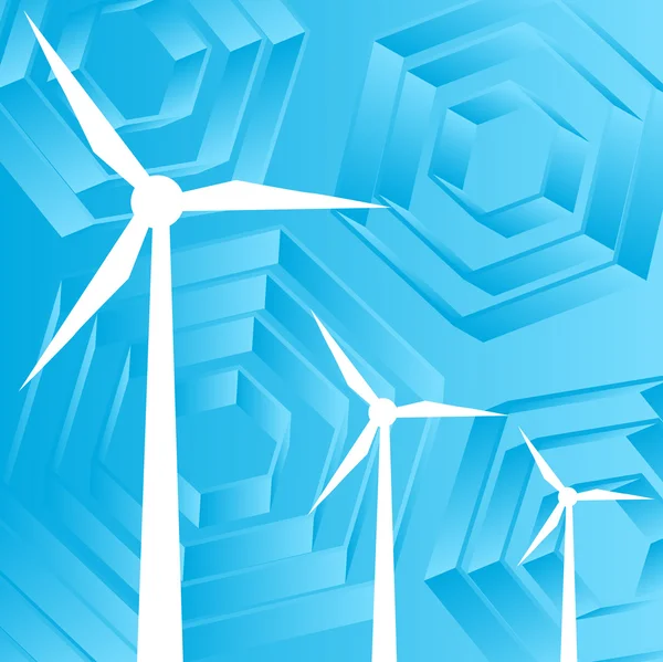 Rüzgar jeneratörleri vektör ile temiz enerji kavramı — Stok Vektör