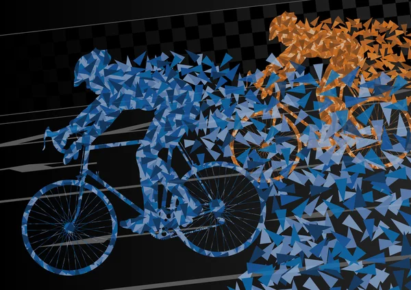 Färgglada sport road bike ryttare cykel silhuetter bakgrund v — Stock vektor