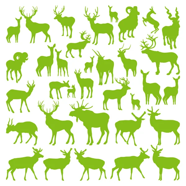 Deers collection silhouettes ecology vector — Stock Vector