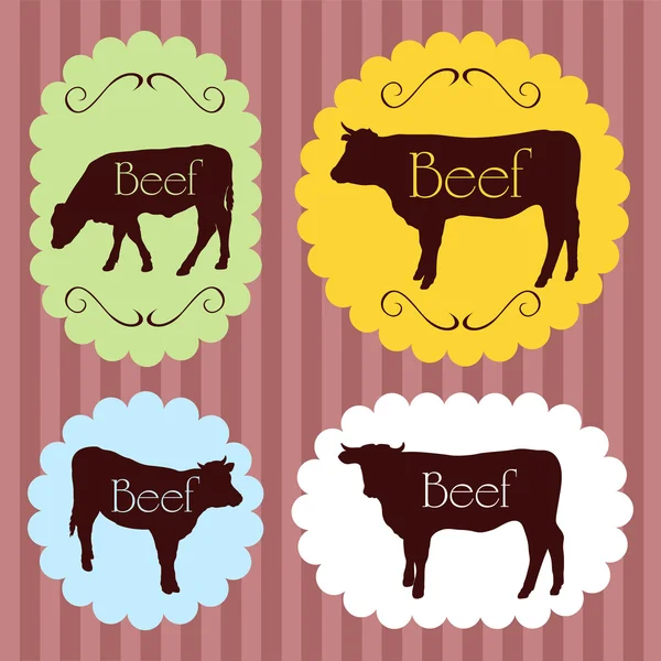 Illustration des étiquettes des aliments pour bovins de boucherie — Image vectorielle